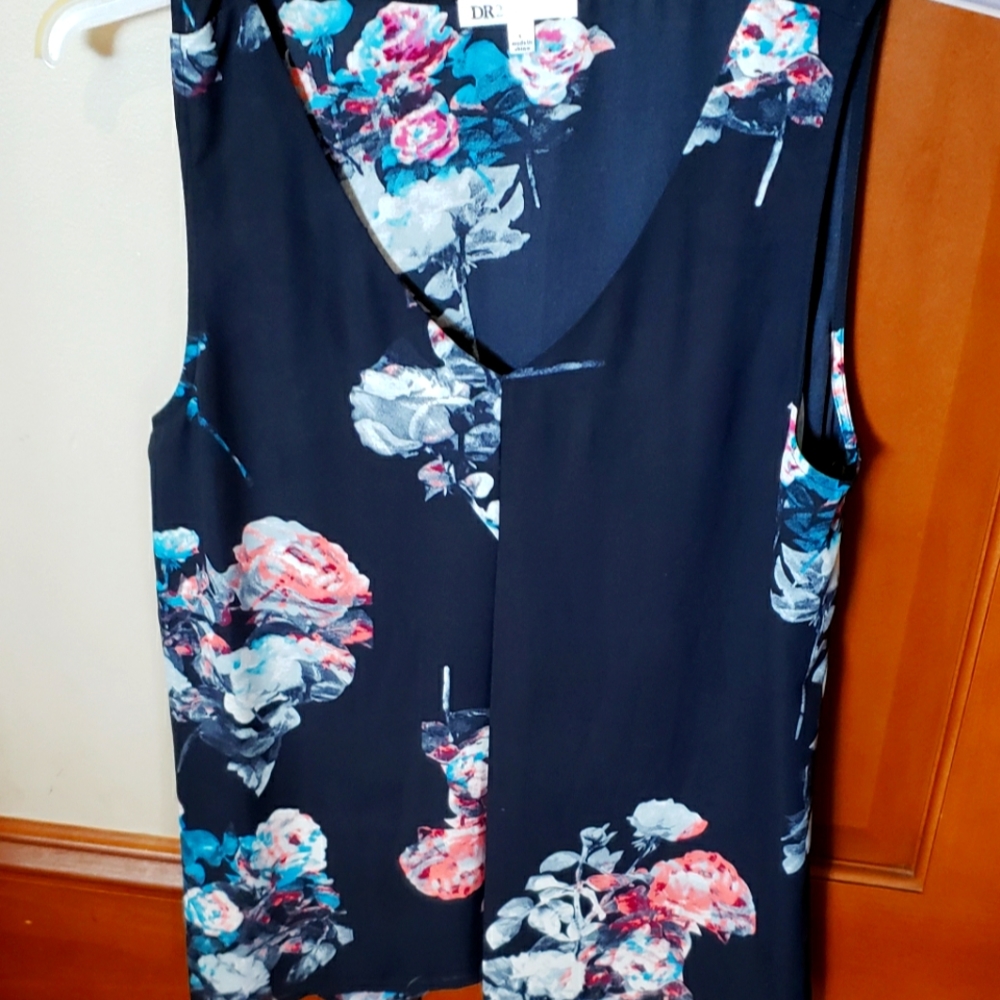 Navy floral blouse